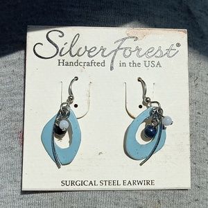 Surgical Steel Blue Circles with Silver